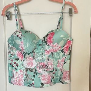 Jlux Label mint green floral bustier